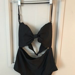 Black Scalloped Cutout One-Piece